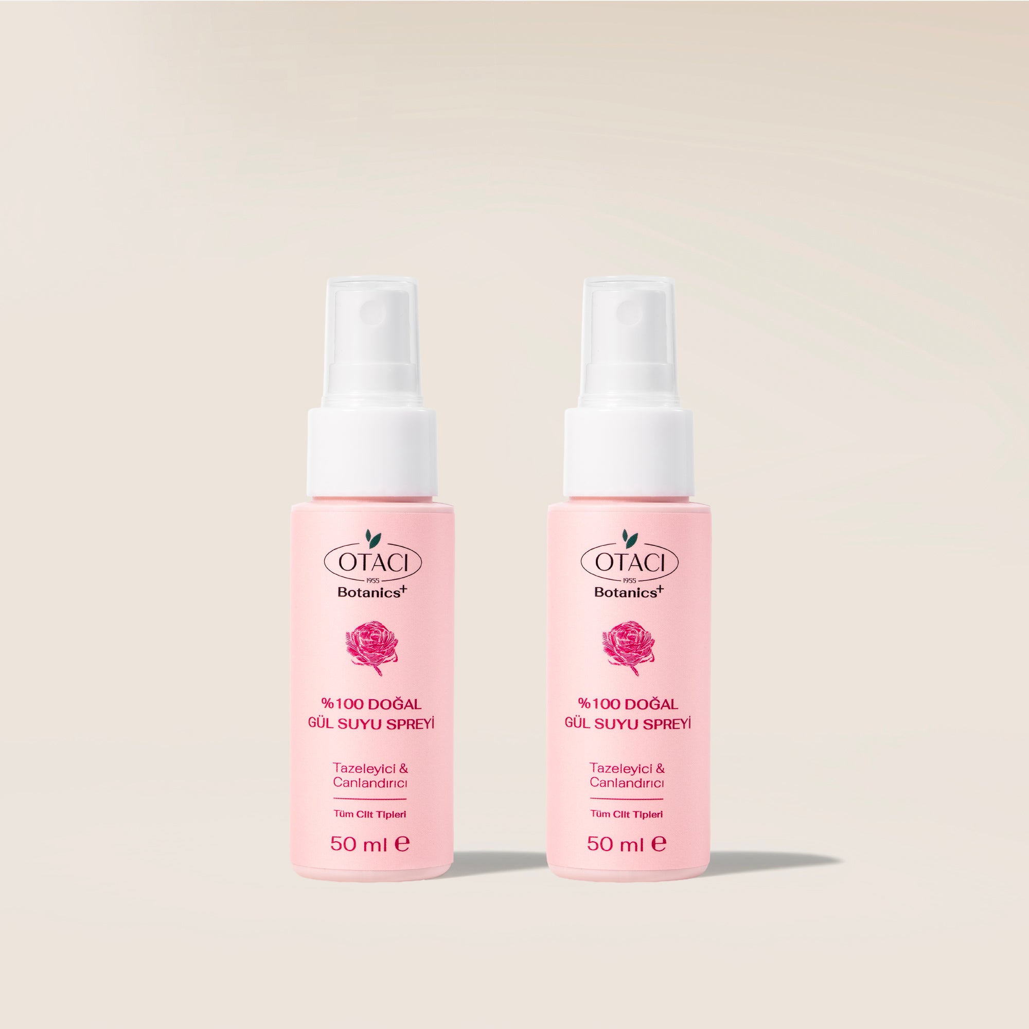 Botanics+ %100 Doğal Gül Suyu Yüz Spreyi 50 ml 2'li Set