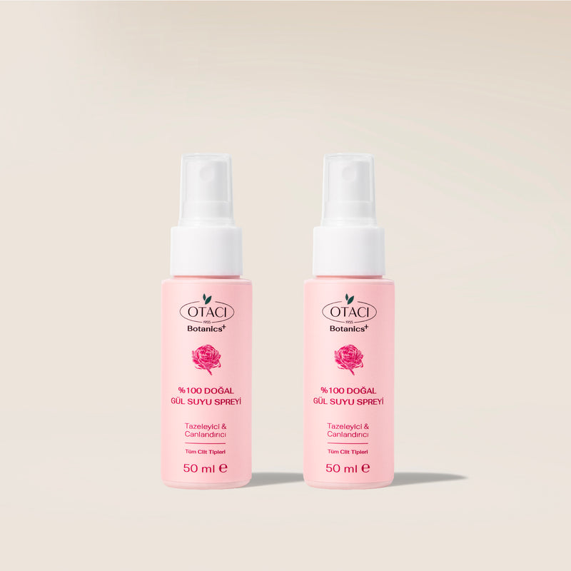 Botanics+ %100 Doğal Gül Suyu Yüz Spreyi 50 ml 2'li Set