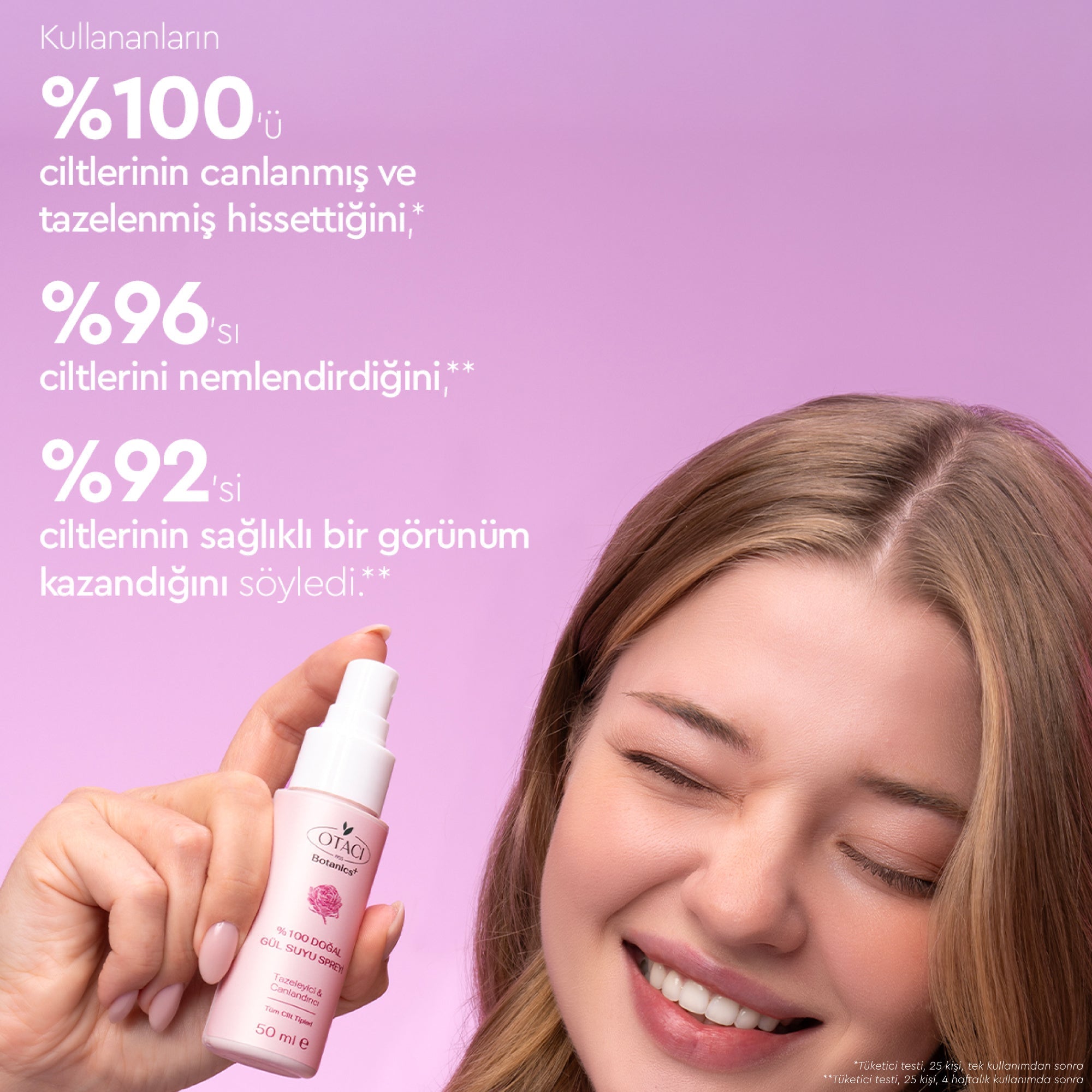 Botanics+ %100 Doğal Gül Suyu Yüz Spreyi 50 ml 2'li Set