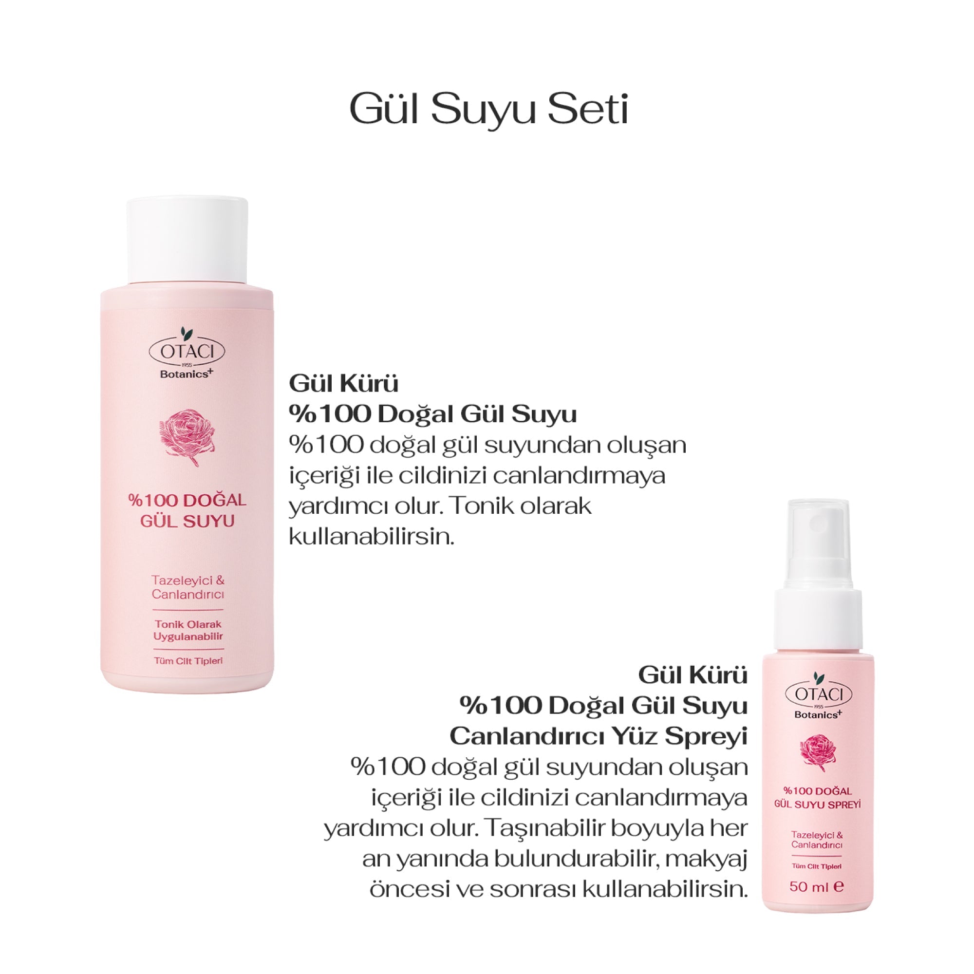 Botanics+ %100 Doğal Gül Suyu ve Canlandırıcı Yüz Spreyi Seti