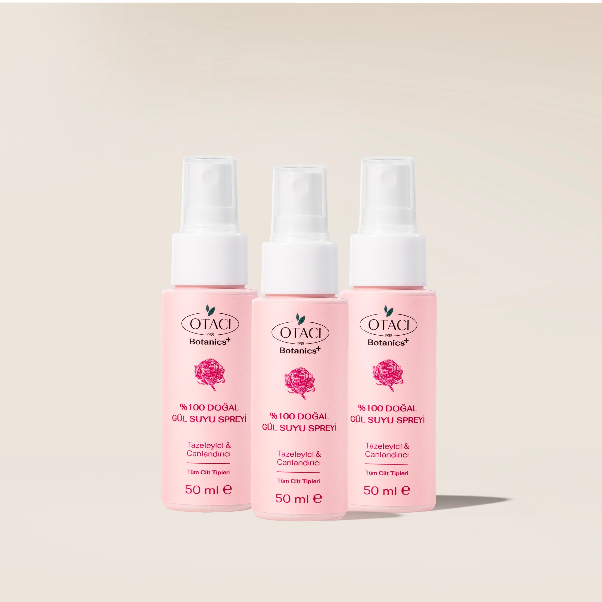 Botanics+ %100 Doğal Gül Suyu Yüz Spreyi 50 ml 3'lü Set