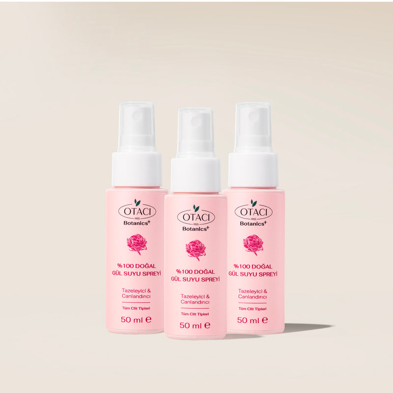 Botanics+ %100 Doğal Gül Suyu Yüz Spreyi 50 ml 3'lü Set