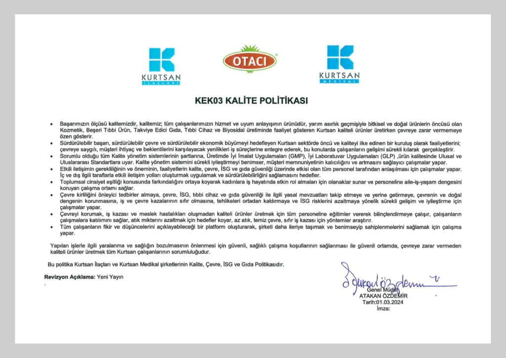 KEK03 Kalite Politikası